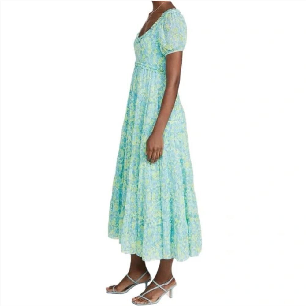 NEW LIKELY $258 Blue Floral Chloe Tiered Midi Dress - Picture 2 of 7